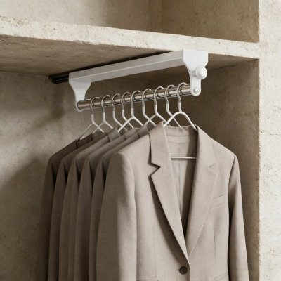 Pull Out Closet Rod,  Heavy Duty Pants Rack, Adjustable Clothes Hanger Rail