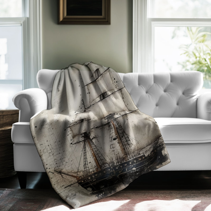 Retro Seafarer - 1 pièce Sherpa Premium, Grand lit