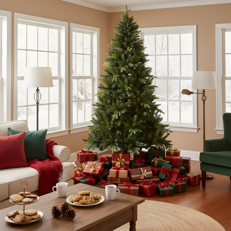 Arbre de Noël moderne de 6 pi avec apparence réaliste, H 6 pi