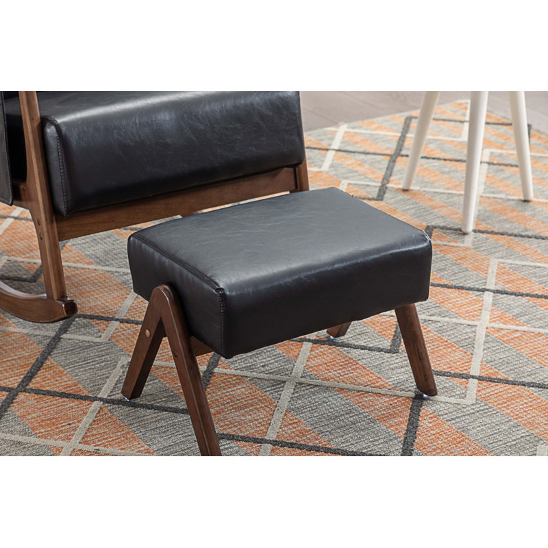 Chaise berçante Solid + PlyWood, Tissu de polyester noir