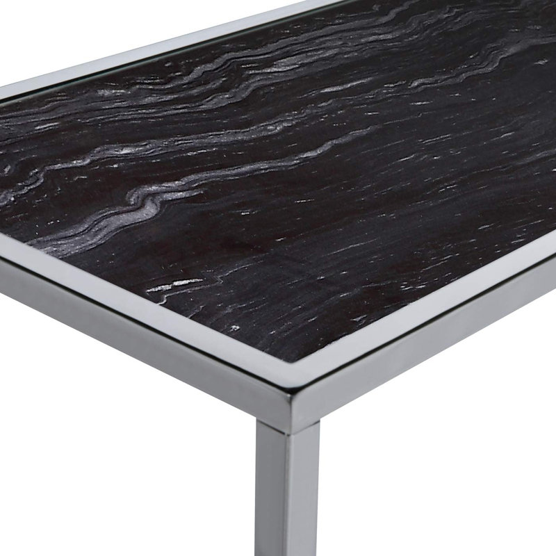 Polytric 100cm Console Table, Chrome, Black