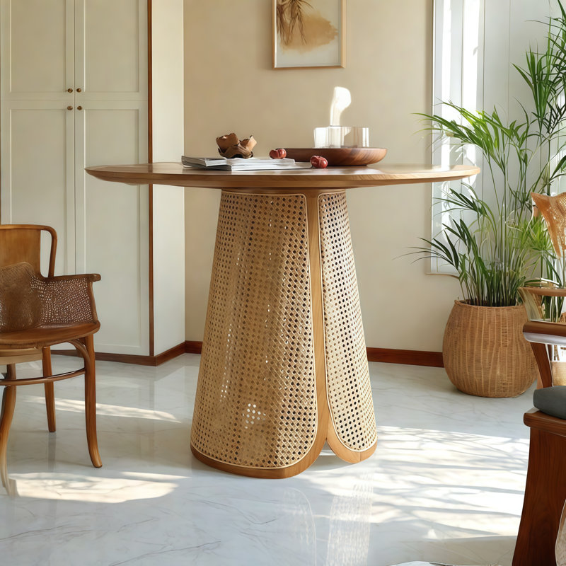 Minimalist Round Solid Wood Dining Table, 29.5"H x 59.1"W x 59.1"L