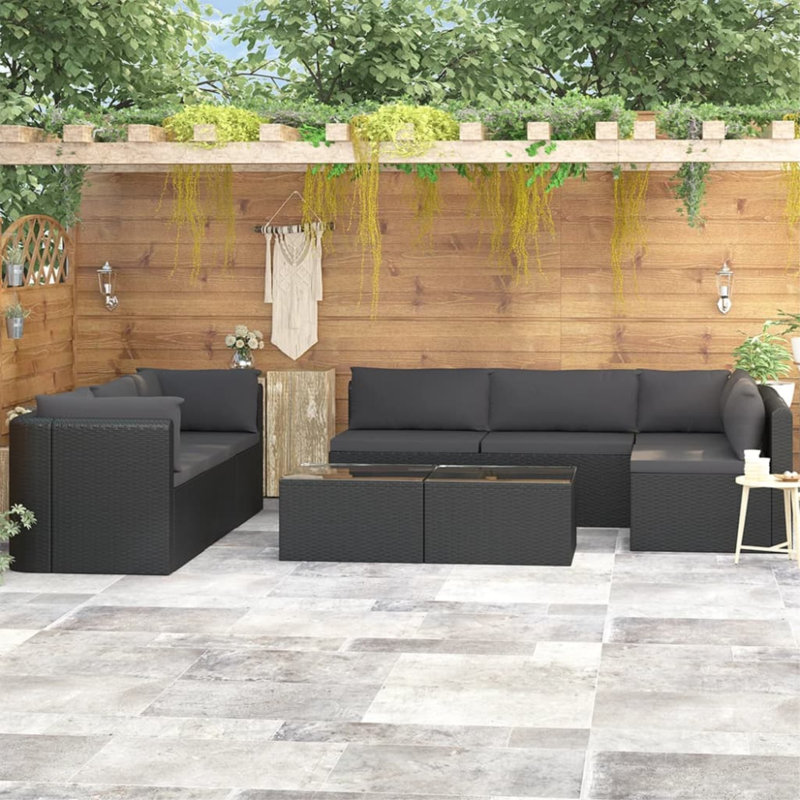 Fayana 9 Piece Lounge Chair with Cushions, Gray