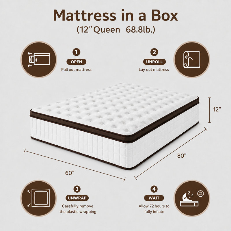 Matelas moyen en mousse viscoélastique gélifiée rafraîchissante avec charbon, 14", Lit double