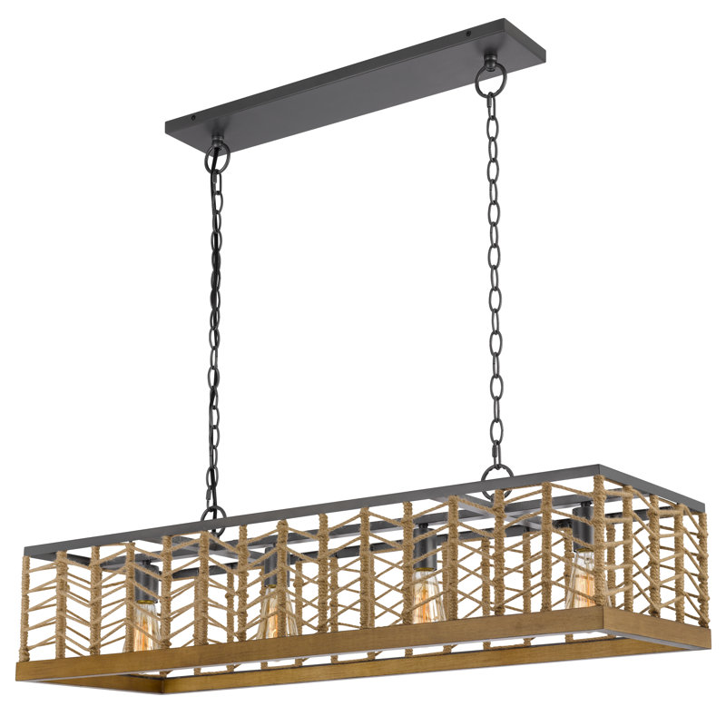 Luminaire suspendu carré / rectangulaire gris anthracite à 4 lumières Ayele