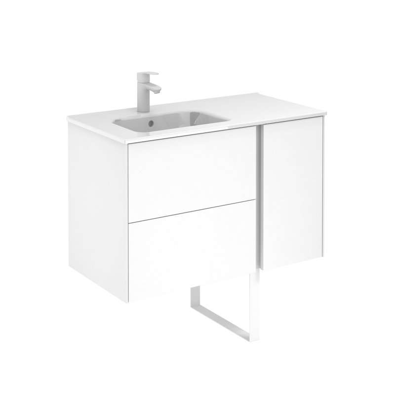 Ensemble de meuble-lavabo de salle de bain simple fixé au mur 36 po Northglenn, Blanc