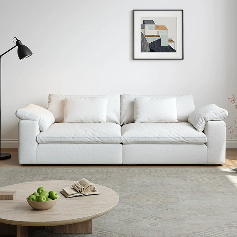 Canapé modulaire en coton et lin blanc, H 34,65 po x l 110,24 po x P 45,28 po, 4