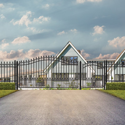 6 ft. H St. Louis Metal Single Swing Driveway Gate with Pedestrian Gate