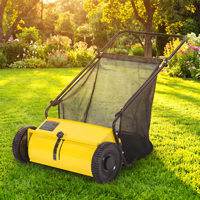 21‑Inch Push Lawn Sweeper, Leaf and Grass Collector with 6 Cu.Ft. Tear‑Resistant Hopper Bag, Heavy‑Duty Yard Debris Cleaning Tool for Outdoor Yard Maintenance
