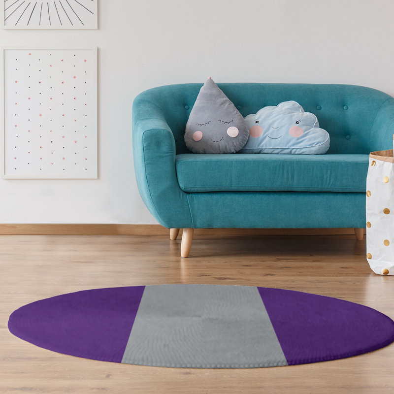 Tapis mauve/gris, Rond 5 pi