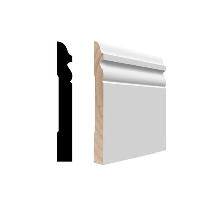 RMB 4180 9/16 in.D x 4 1/4 in.W x 96in.L Primed Finger-Joined Pine Baseboard 20-pcs 160 Ft Total