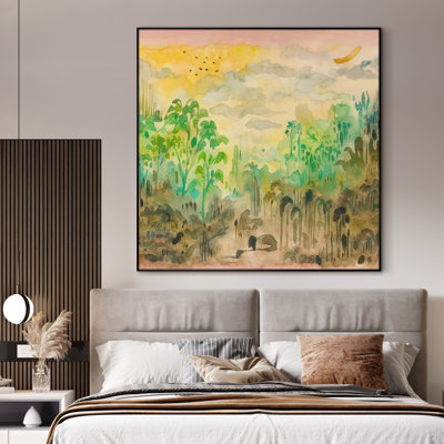 Très grand art mural imprimé sur toile - Abstrait moderne pour la décoration d'œuvres d'art contemporain pour le salon ou la chambre à coucher - «Assemblage requis du cadre (cadre non fini)»