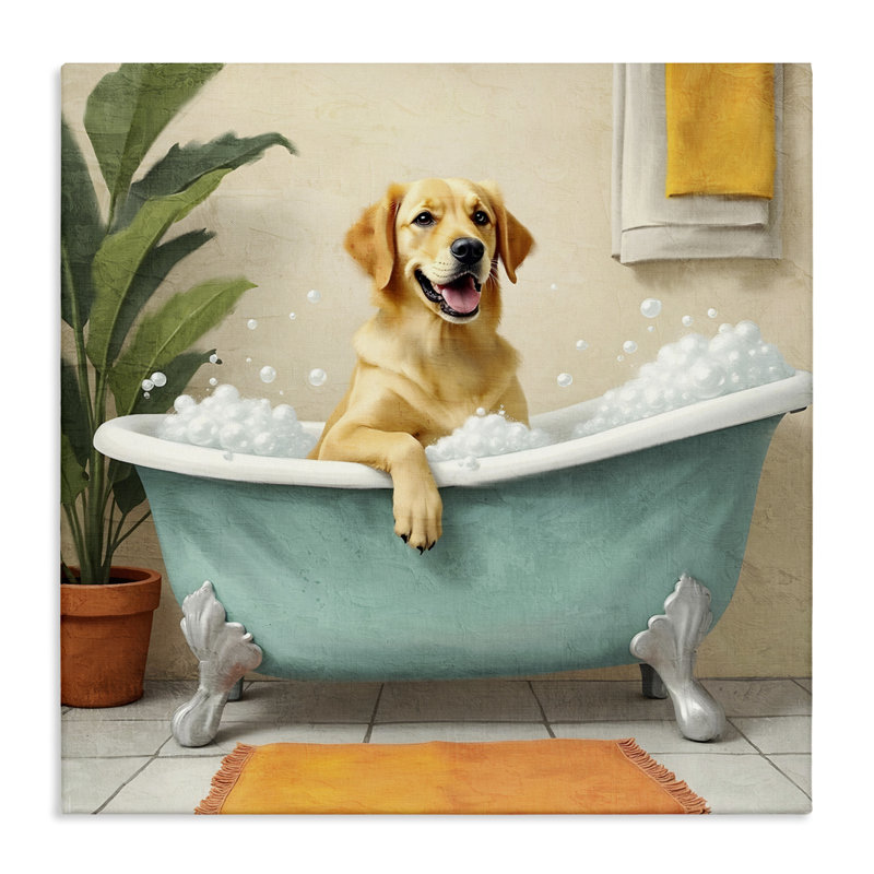 Toile de chien Labrador à bain moussant, conception de Kim Allen, H 30 po x l 30 po