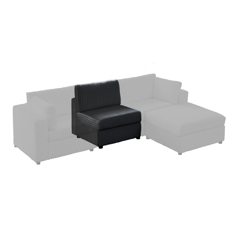 Chaise rembourrée sans accoudoir avec siège modulaire et canapé modulaire