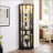 Lighted Corner Curio Cabinet - Elegant Glass Display Case For Living Room & Bar, Perfect For Antique Collections & Wine Storage-164454934-164454938