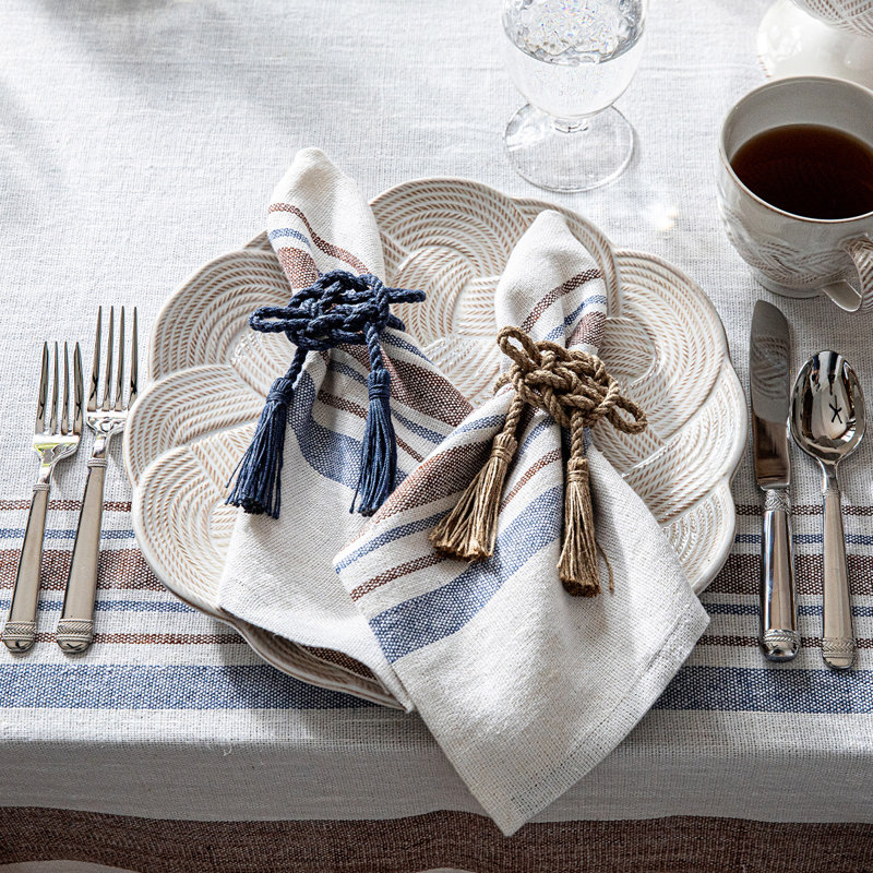 Set of 4 Mystic Knot Napkin Rings, Navy