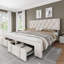Cadre de lit, cadre de lit plateforme en velours avec tiroirs de rangement-110712573-110712571