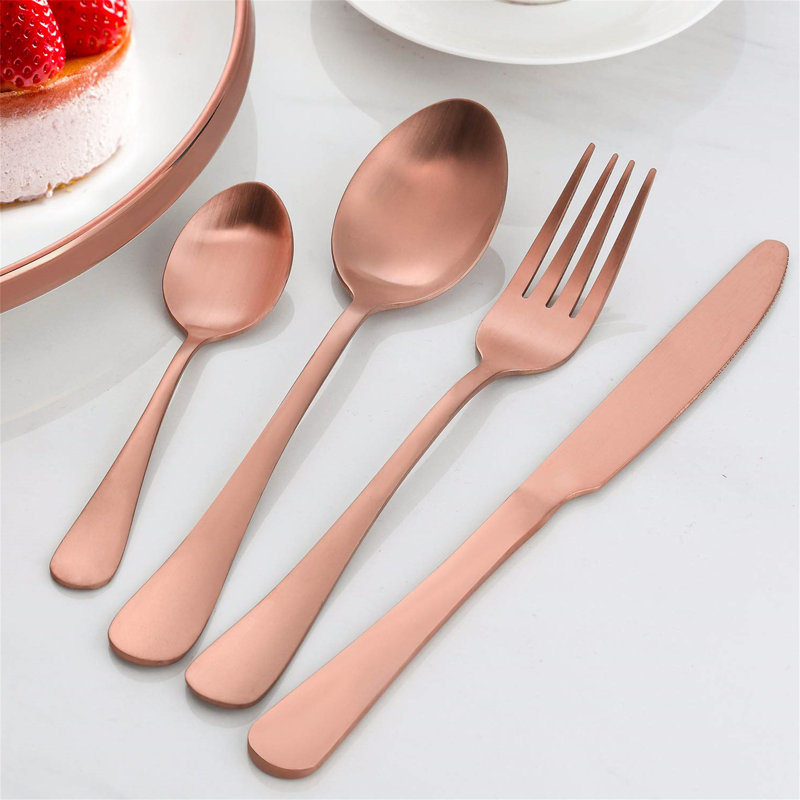 Latitude Run Abdulnasir 16 Piece Stainless Steel Cutlery Set , Service for 4, Rose Gold