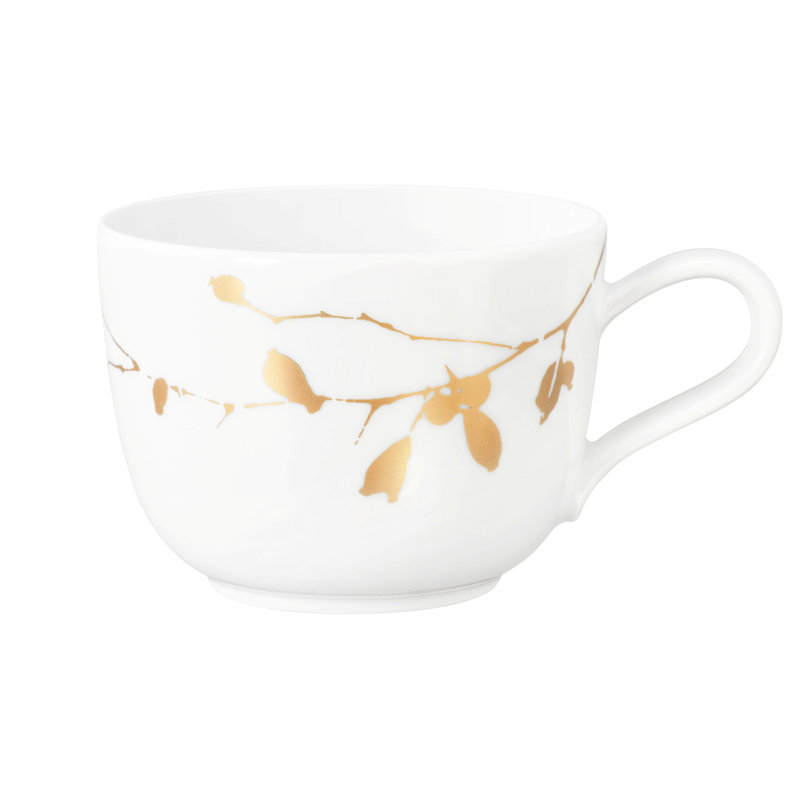 Porcelain Coffee Mug, White/Gold