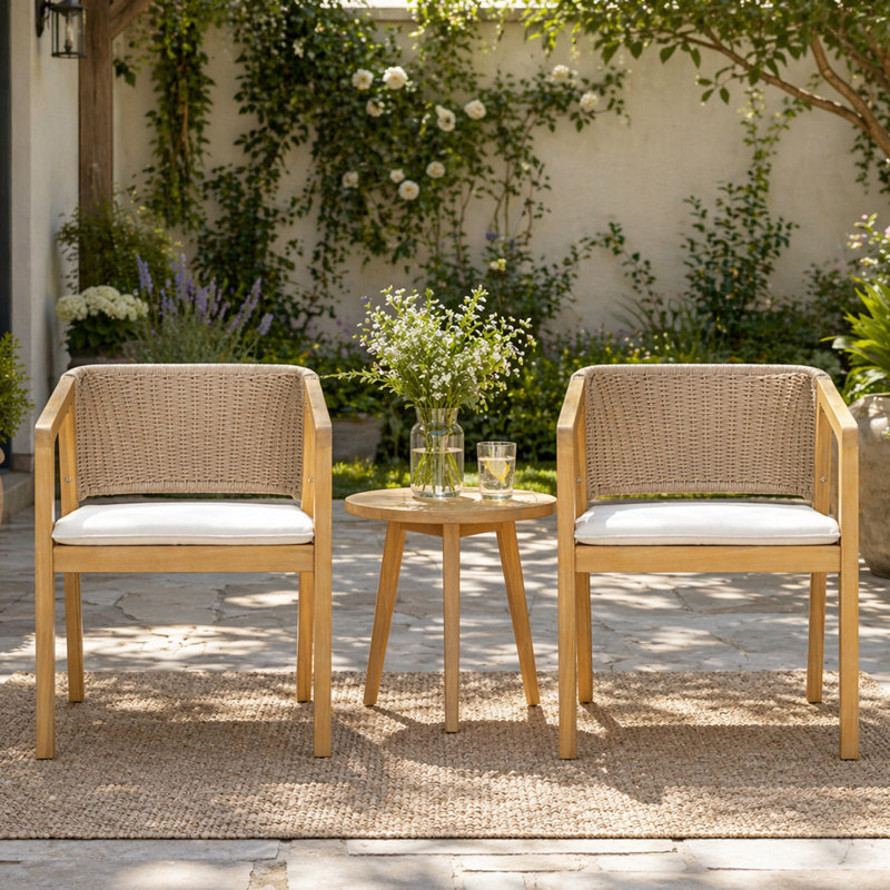 Ensemble de chaises de patio 2 pièces avec cadre en bois massif