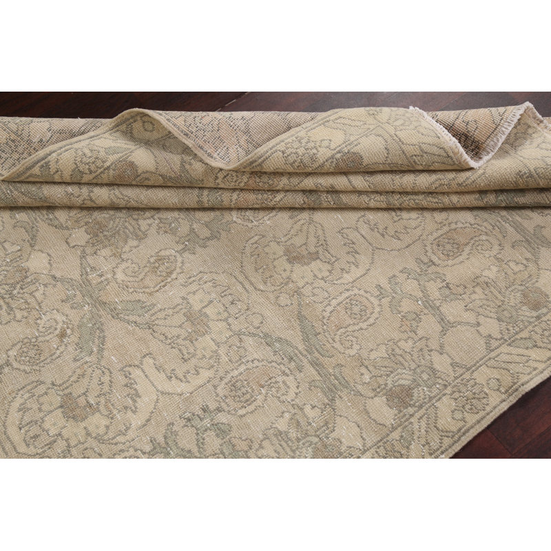 Tapis unique en laine noué à la main brun / beige nouvel âge 4 pi 8 po x 8 pi 11 po