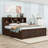 King Two Drawers Wood Platform Bed with Headboard and USB-106897436