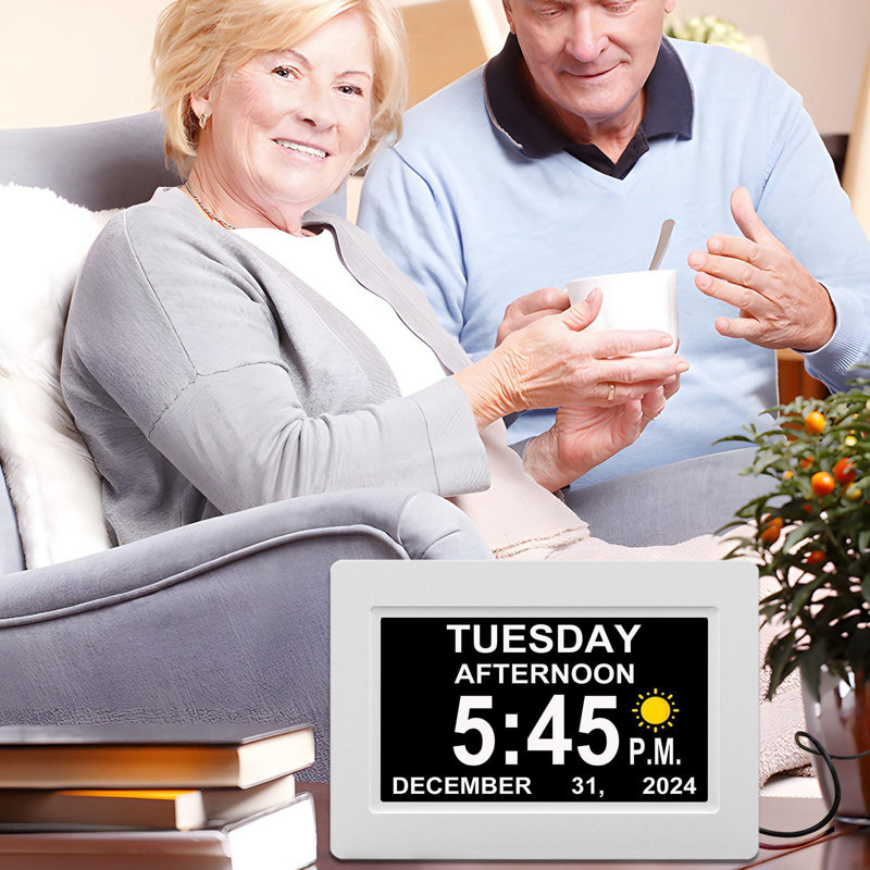 Digital Calendar Alarm Clock, Non-Abbreviated Memory Loss Clock, With Date And Time