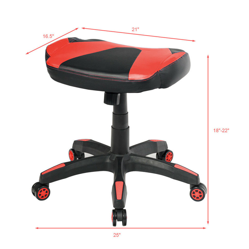 Adjustable Height Ergonomic Lab Stool with Wheels, Red