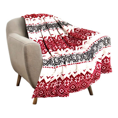 CozySnowflake Red Fleece Throw - Soft, Plush, Warm Winter Cabin Blanket, 50x60