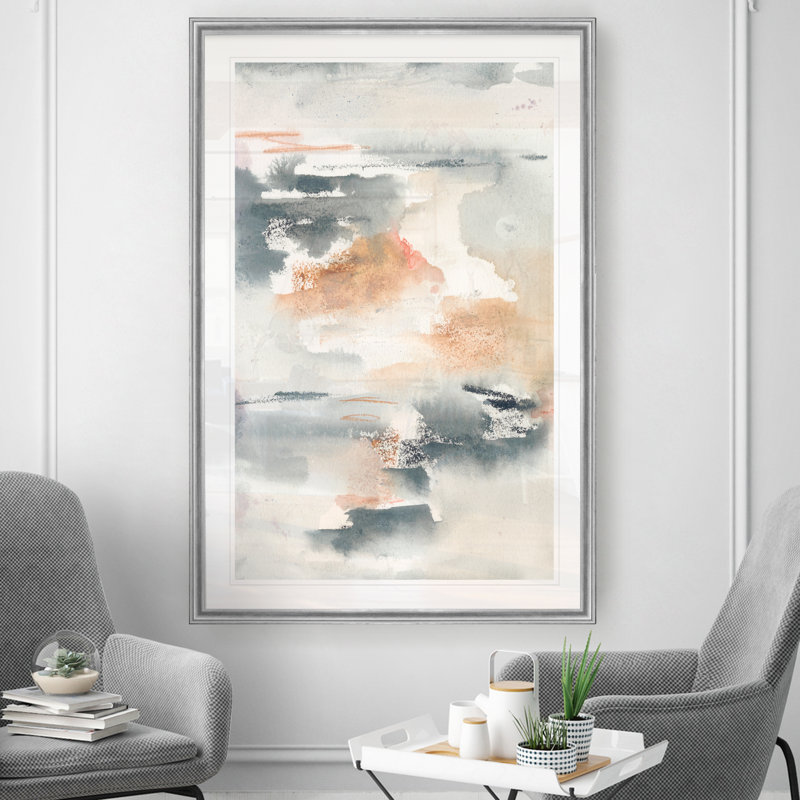 «Lily Pad Impressions II», peinture sur toile, H 22,5 po x l 30,5 po x P 1,5 po, Encadrement argenté