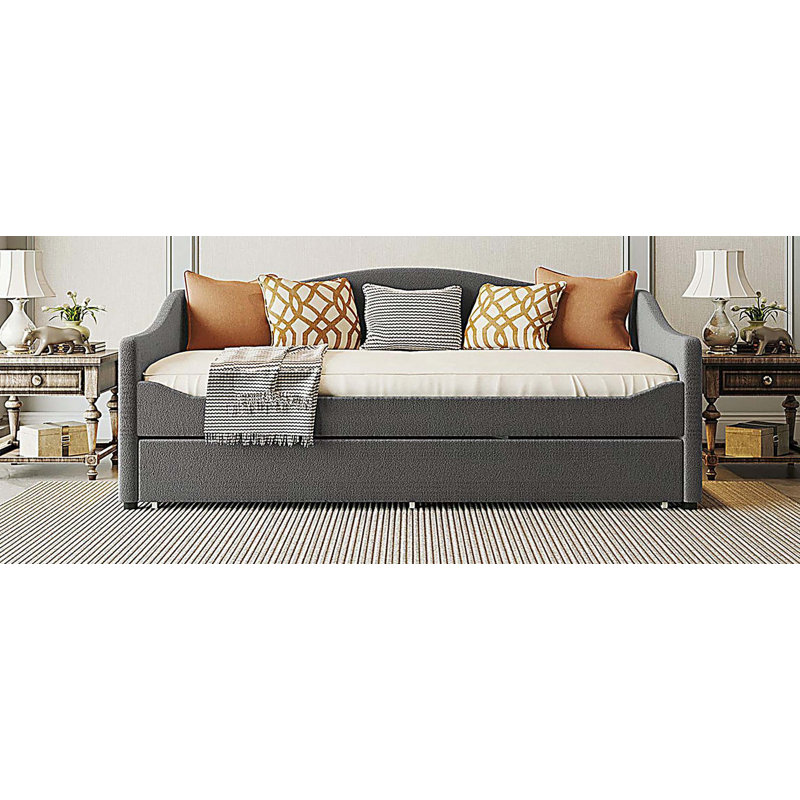 Lit de jour rembourré Teddy, Lit simple, Gris