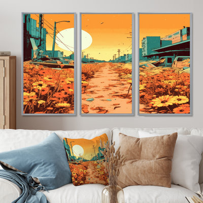Gribble - City Buildings Wall Art Living Room Set