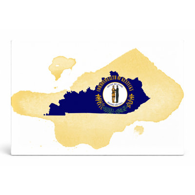 Kentucky State Map Flag — Landscape Canvas Wall Art
