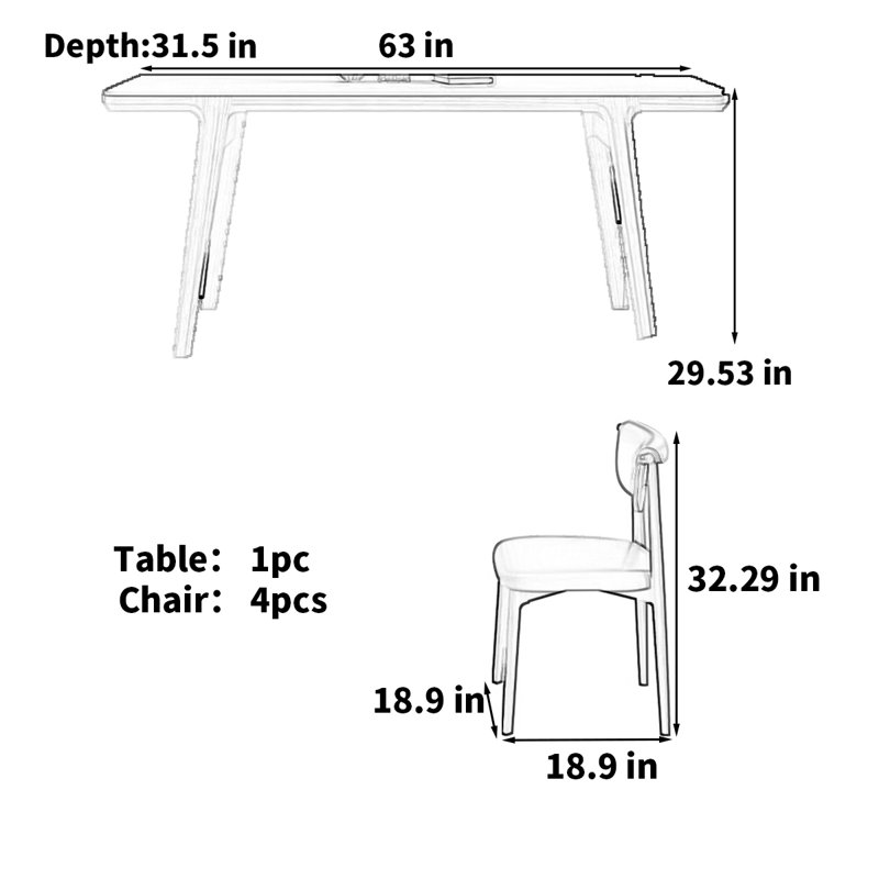 Table moderne moderne simple rectangulaire blanc mat, H 29,53 po x L 63 po x l 31,5 po