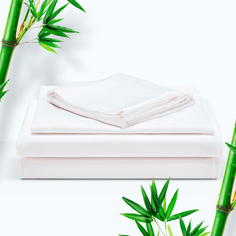 White Full/Double Cotton Bamboo Sheet Set with Pillowcases