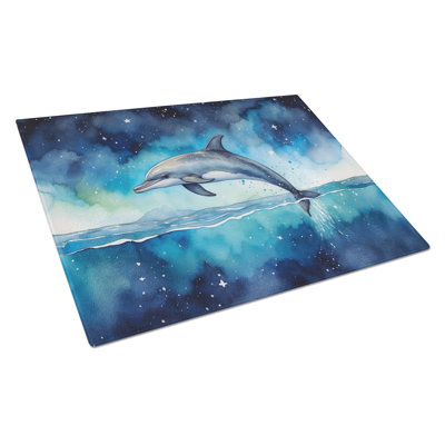 Dolphin in a Starry Sea Glass Cutting Board