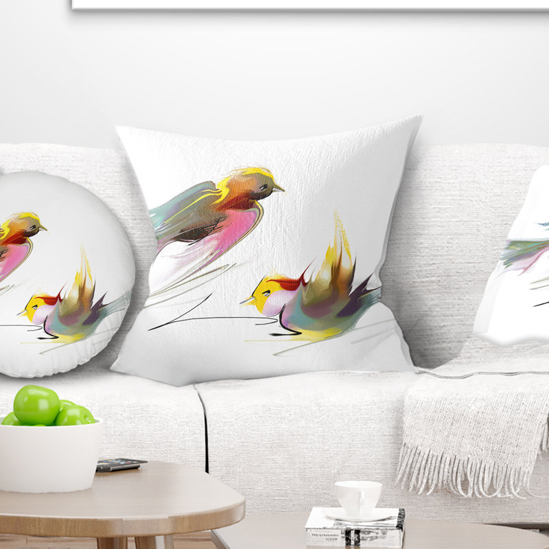 Oiseaux volants - Coussin imprimé animal, 16 po x 1 po, Coussin décoratif