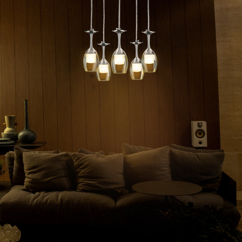  Home Clear Acrylic Glass-Shape Smart Rgb Pendant Light, 5
