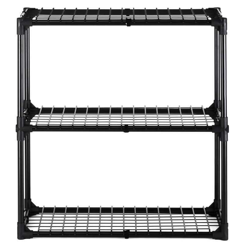 Unité de rangement robuste en fil métallique à 3 tablettes. Polyvalent pour les entrepôts, les bureaux. Facile à installer. Et antirouille. Supporte 110 lb par tablette. P 29 po x l 14 po x H 31 po Bureau de construction en acier noir, garage.