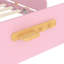 Lit plateforme double rose avec tiroirs de rangement, structure en bois massif, rail et tablette pour garde-corps en pin