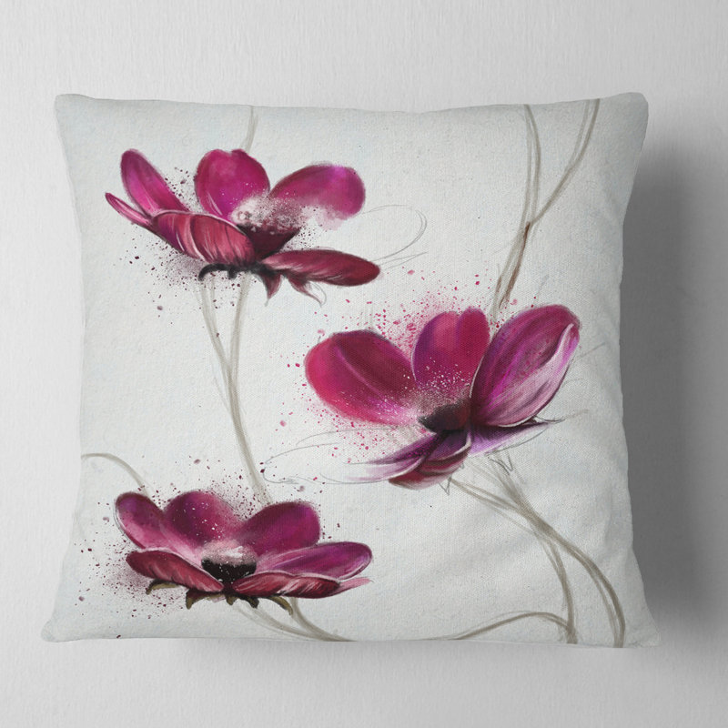 Lovely Red Watercolor Poppies - Coussin imprimé floral, 16 po x 1 po, Coussin décoratif