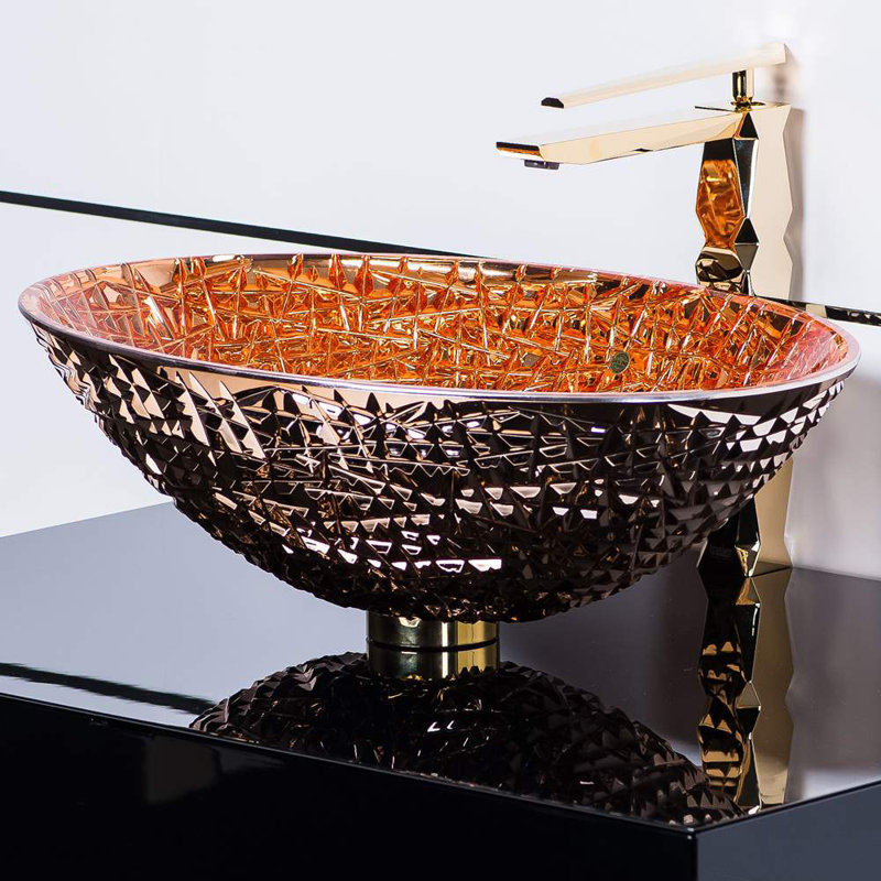Diamante 20.8'' L Bathroom Sink, Rose Gold
