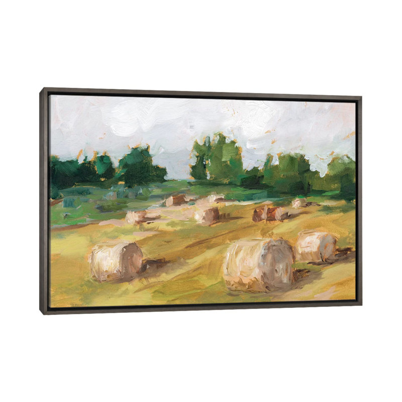"Hay Field I" par Ethan Harper, reproduction d’art, H 26 po x l 40 po x 1,5 po, Toile encadrée de bois rustique foncé