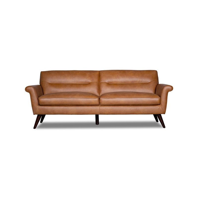 Amber Luxe 83" Leather Sofa, Tan