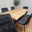 Wooden Brown Dining Table with 6 Velvet Chairs, Stylish Dining Room Furniture-1337549505-1319249293