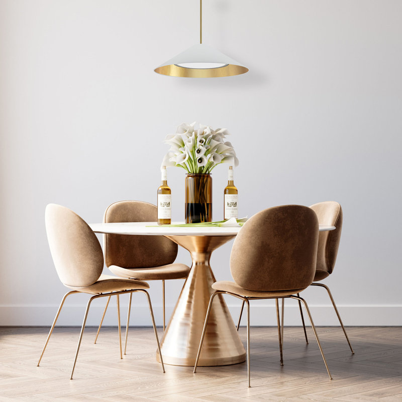 Carington 1 - Light LED Single Pendant, White/Gold, Aged Brass
