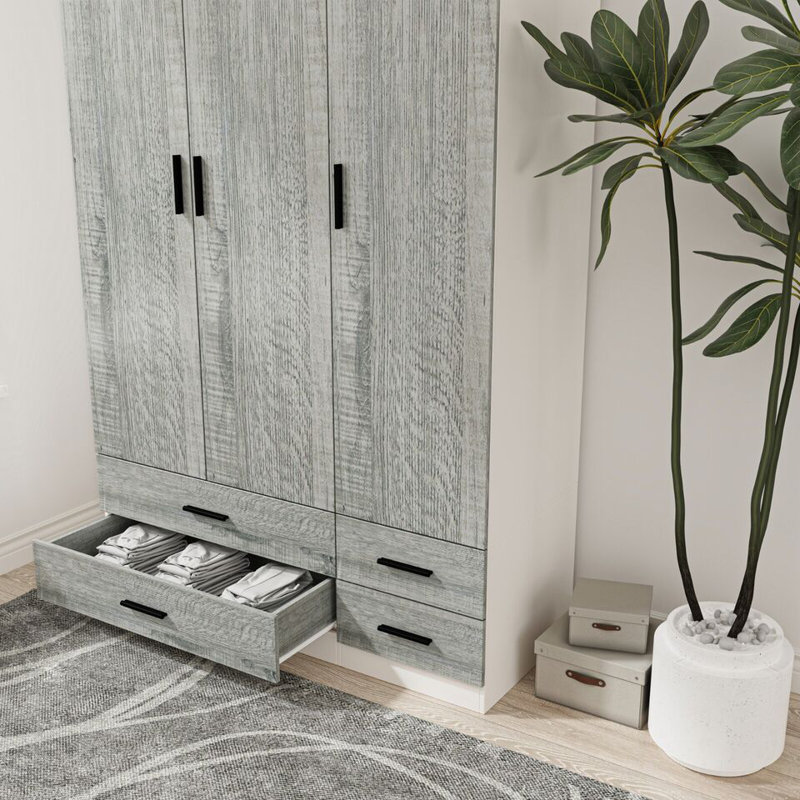 Retonia Manufactured Wood Wardrobe, White/Ash Grey