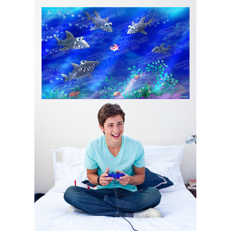 Adhésif décoratif requins, H 37 po x l 60 po