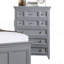 Commode de style transitionnel 1Pc Commode à 5 tiroirs et boutons ronds en feutre avec tiroirs à roulement à billes à finition grise