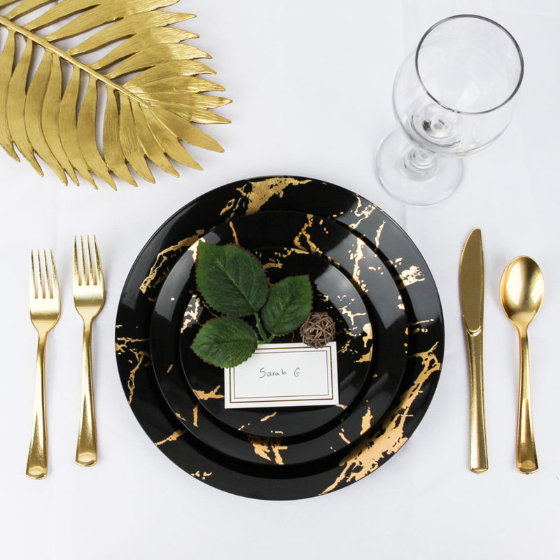 10" Plastic Dinner Plate, Black